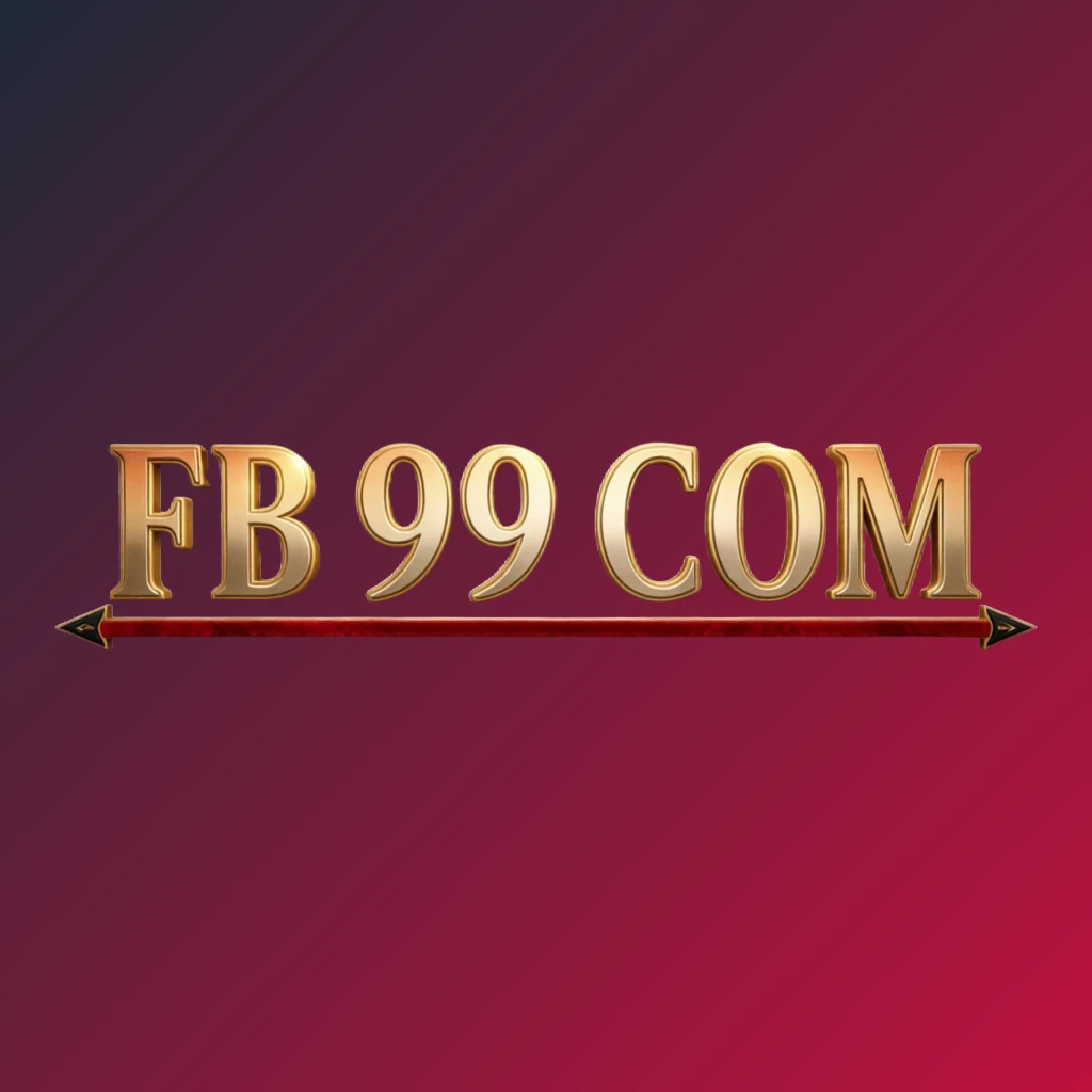 Luxury casino logo for FB 99 COM featuring rich gold gradient text with red and black accents, elegant lights, and a high-end entertainment style on a transparent background